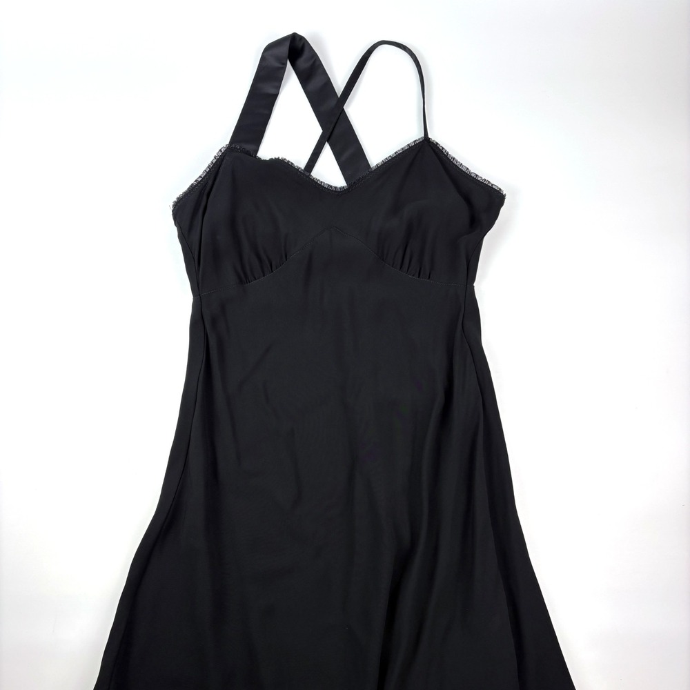 VTG Y2K Benetton Baby Doll‎ Slip Dress Sz S Black Lace Trim Tulip Hem Whimsigoth - Picture 11 of 16